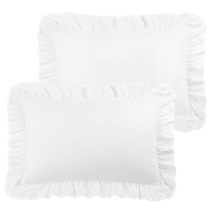 Polyester Ruffle Pillowcases 2 Pcs with Envelope White King